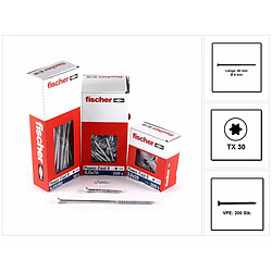 Fischer Power-Fast II FPF II Vis à bois aggloméré 6,0 x 40 mm, 200 pcs. Tête fraisée avec Torx, filetage partiel zingué, bleu passivé (670476)