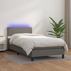 vidaXL Sommier à lattes de lit avec matelas et LED Gris 90x200 cm