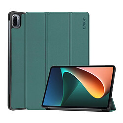 Enkay Etui en PU léger, anti-chute, avec support à trois volets vert foncé pour votre Xiaomi Pad 5/5 Pro