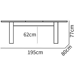 Acheter Pegane Table à manger extensible en aggloméré et mélamine coloris chêne doré - Longueur 140-195 x Profondeur 80 x Hauteur 77 cm