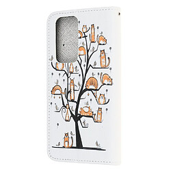 Etui en PU impression de motif de texture croisée avec support et sangle chats sur l'arbre pour votre Xiaomi Mi 10T 5G/Mi 10T Pro 5G