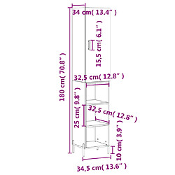 vidaXL Buffet haut Sonoma gris 34,5x34x180 cm Bois d'ingénierie pas cher