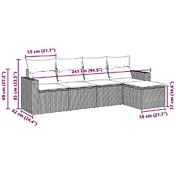 Avis vidaXL Salon de jardin 5 pcs avec coussins gris clair résine tressée