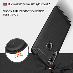 Wewoo Coque TPU en fibre de carbone à texture brossée pour Huawei Y9 Prime 2019 / P Smart Z bleu marine