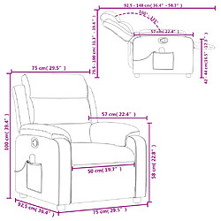 vidaXL Fauteuil de massage inclinable Crème Tissu pas cher