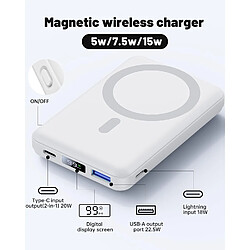 Acheter SANAG Batterie Externe Magnétique, Compatible Avec Magsafe, 10000Mah Power Bank Charge Rapide Pd 22.5W Avec Support Pliable, Affichage Led, Compatible Iphone 16/15/14/13/12/Pro/Pro (Blanc)