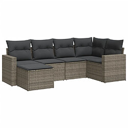 vidaXL Salon de jardin 6 pcs avec coussins gris résine tressée