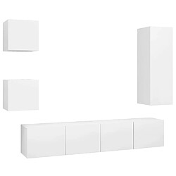 Maison Chic Ensemble de meubles TV 5 pcs | Banc TV Moderne pour salon | Meuble de Rangement - Blanc Aggloméré -MN57826