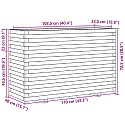 vidaXL Jardinière cire marron 110x40x72,5 cm bois de pin massif pas cher