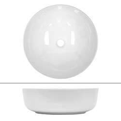 Ecd Germany Lavabo en céramique blanc vasque a poser rond évier design moderne 400x400mm