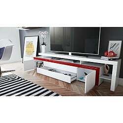 Mpc Meuble TV Laqué Blanc (lxhxp): 227 X 52 X 35 Cm