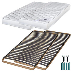 Ebac Matelas mousse + Sommier métal C224 2x90x190 Marly - Hauteur 15 cm - Soutien ferme