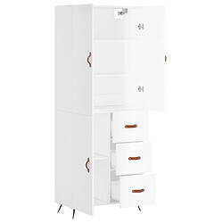 Avis vidaXL Buffet haut Blanc brillant 69,5x34x180 cm Bois d'ingénierie