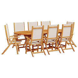 vidaXL Ensemble à manger de jardin 9pcs bois d'acacia solide textilène