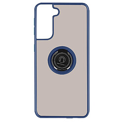 Avizar Coque Samsung Galaxy S21 Plus Bi-matière Bague Métallique Fonction Support bleu