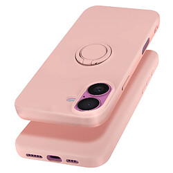 Avizar Coque pour iPhone 16 Bague Support Silicone Flexible Rose