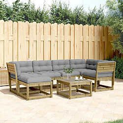 vidaXL Salon de jardin 6 pcs avec coussins bois de pin imprégné