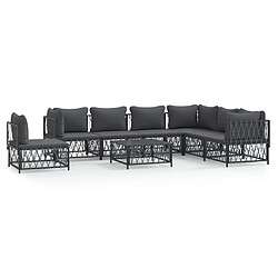 Maison Chic Salon de jardin 8 pcs + coussins - Mobilier/Meubles de jardin - Table et chaises d'extérieur anthracite acier -MN75486