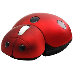 Universal 2,4 g souris sans fil petite forme de coccinelle animale mignonne 3000dpi souris optique mobile portable (rouge)