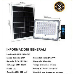 Tradex LED 200 WATT TWILIGHT PANNEAU D'ÉNERGIE SOLAIRE TÉLÉCOMMANDE IP65 SL-200W