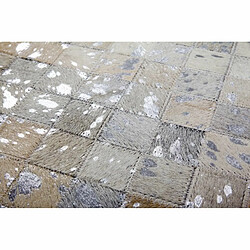 Avis Paris Prix Tapis Patchwork en Cuir Rocket Gris & Argent 80 x 150 cm