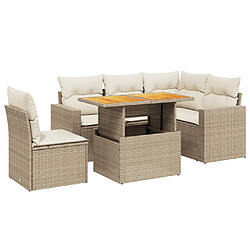 vidaXL Salon de jardin avec coussins 6 pcs beige résine tressée