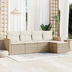 Maison Chic Salon de jardin avec coussins 5 pcs | Ensemble de Table et chaises | Mobilier d'Extérieur beige résine tressée -GKD27984