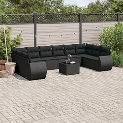 Maison Chic Salon de jardin 11 pcs avec coussins, Ensemble Tables et chaises d'extérieur noir résine tressée -GKD631340