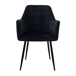 Ecd Germany Lot de 8 chaises de salle à manger fauteuil noir en velours pieds métalliques