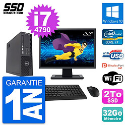 PC Dell T1700 SFF Ecran 22" Intel Core i7-4790 RAM 32Go SSD 2To Windows 10 Wifi - Occasion