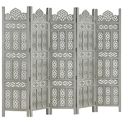 Maison Chic Paravent/Cloison de séparation 5 panneaux Gris 200x165 cm Bois manguier -MN78805