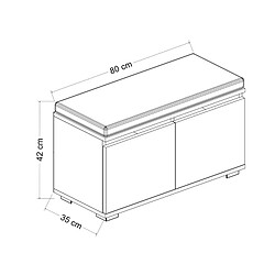 Helloshop26 Banc à chaussures brande avec 2 portes à 4 niveaux 42 x 80 x 35 cm effet chêne / noir 03_0007654 