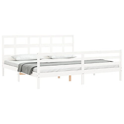 Acheter Maison Chic Lit adulte - Cadre Structure de lit avec tête de lit Contemporain blanc 200x200 cm bois massif -MN82727