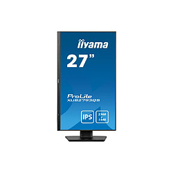 Ecran IIYAMA 27" Noir dalle IPS 1ms ULTRA MINCE 2560x1440 100Hz 16:9 250 cd/m² HDMI DP HP 2x2W VESA 100x100 15cm pied réglable en hauteur + Pivot TCO