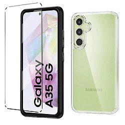 Xeptio Pack coque transparente en TPU et protection écran vitre en verre trempé pour Samsung Galaxy A35 5G -