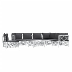 Avis Maison Chic Salon de jardin 8 pcs + coussins - Mobilier/Meubles de jardin - Table et chaises d'extérieur blanc acier -MN26825