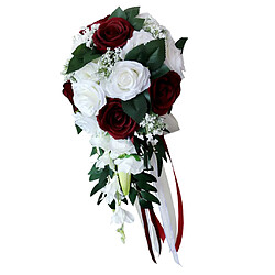 Avis Mariage Main Bouquet De Mariée Tenant Des Fleurs Artificielles Blanc + Vin Rouge