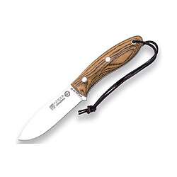 Couteau canadien Joker CB114-P avec mango Embout buccal en bois et lame de 10,5 cm en acier Sandvik 14c28n, 160 grammes, comprend un étui en cuir avec silex + carte-cadeau multifonctionnelle.