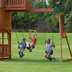 Acheter Backyard Discovery Skyfort II Aire de jeux en bois | Aire de jeux Extérieur avec balançoire, toboggan, bac à sable / mur d'escalade, Balancoire Exterieur avec Toboggan, Portique Balancoire Exterieur