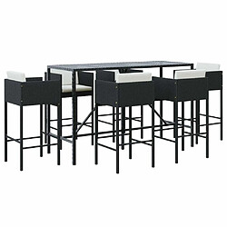 Maison Chic Ensemble de bar de jardin 7 pcs et coussins,Table + chaises + coussins d'extérieur noir poly rotin -GKD505903