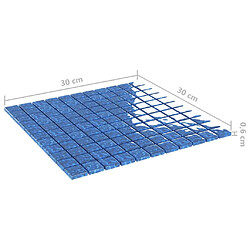 vidaXL Carreaux mosaïque 11 pcs Bleu 30x30 cm Verre pas cher