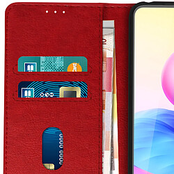 Avizar Étui pour Xiaomi Redmi Note 10 5G Clapet Portefeuille Support Vidéo Rouge pas cher