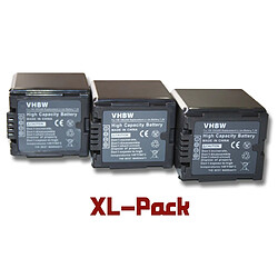 vhbw set de 3 batteries 2000mAh pour caméscope Panasonic HDC-DX1, HDC-SD9, SD20, SD100, SD200, SD300, SD600, SD707, HDC-SDT750