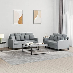 Maison Chic Ensemble de canapés 2 pcs avec coussins, Canapé droit Sofa pour Salon Gris clair Tissu -GKD282617