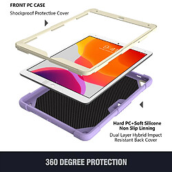 Coque en TPU + silicone avec béquille et bandoulière beige/violet clair pour votre Apple iPad 10.2 (2021)/(2020)/(2019)