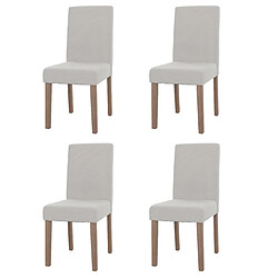 Decoshop26 Lot de 4 chaises de salle à manger dossier haut en tissu bouclé crème pieds clair 04_0007513