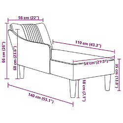 vidaXL Fauteuil long avec accoudoir droit gris clair tissu pas cher