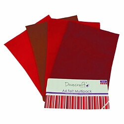 Avis Dovecraft 8 Feuilles feutrine 2 mm - Tons Rouges - DoverCraft