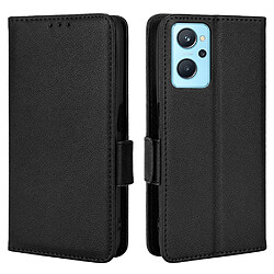 Etui en PU texture litchi avec support, noir pour votre Realme 9i/Oppo A36 4G/A76 4G