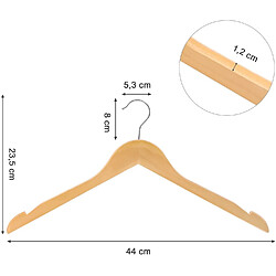 Avis Helloshop26 Lot de 20 cintre en bois massif avec encoches lot de 20 cintres de qualité premium cintre mince longueur 44 cm pour jupes vestes manteaux naturel 12_0000066